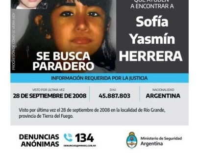 Aumentaron a 5 millones la recompensa por datos del  paradero de Sofía Herrera