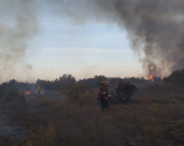 Avanza un tremendo incendio en Pocito y ya se devoró gran parte de una finca