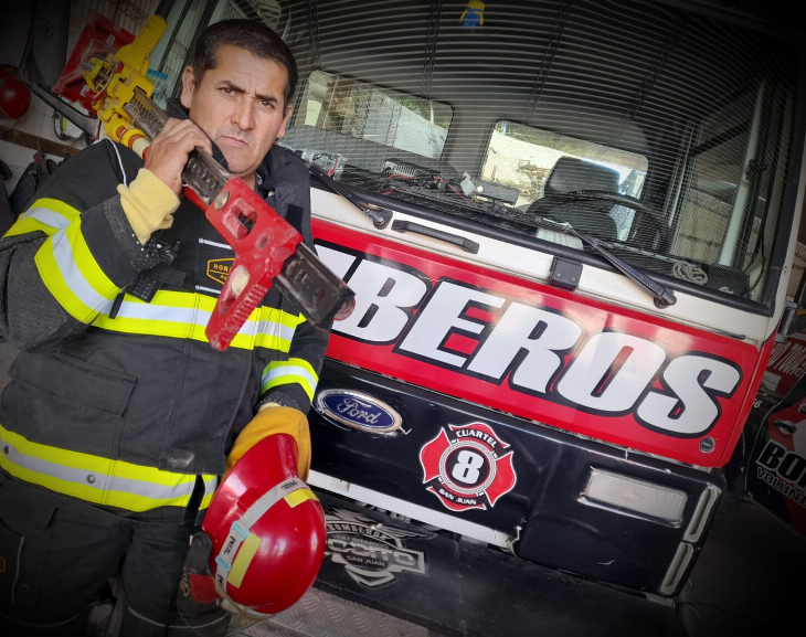 Se encuentra grave el bombero voluntario de Pocito que sufrió una grave caída