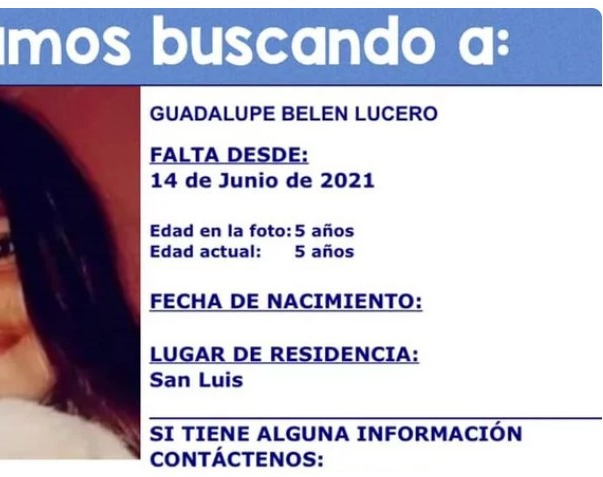 La nena desaparecida en San Luis es buscada por Missing Children y por el Sistema Federal de Personas Desaparecidas