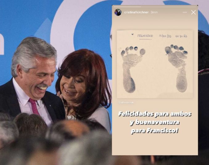 ¿Tregua por Francisco? Cristina felicitó a Alberto por el nacimiento de su hijo