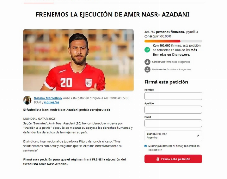 Repudio y pedido desesperado por la próxima ejecución de un jugador en Irán