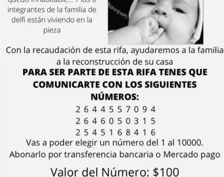 Le organizaron una rifa a una pequeña de 6 meses con fibrosis quística