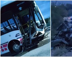 Choque entre un colectivo y un auto en Zonda: los ocupantes se encuentran en estado grave 