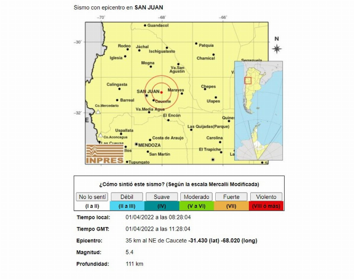 Un fuerte sismo sorprendió a los sanjuaninos 