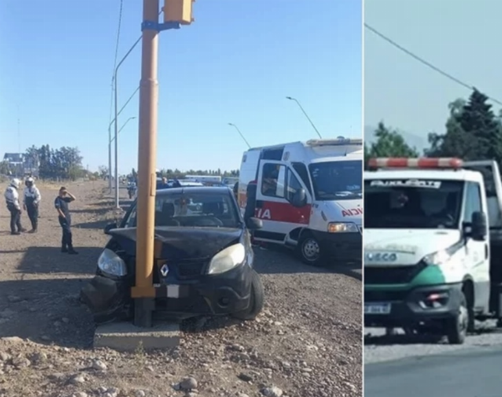 Un auto descolgó un semáforo por un choque 