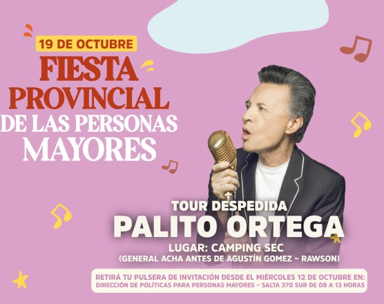 Ya están las entradas para el show de Palito Ortega en la Fiesta Provincial de las Personas Mayores