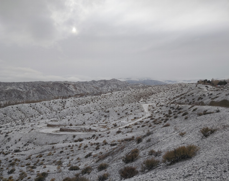Calingasta, con fuertes lluvias y nieve