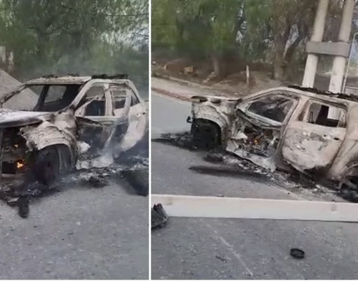Chocó su camioneta y se le prendió fuego 
