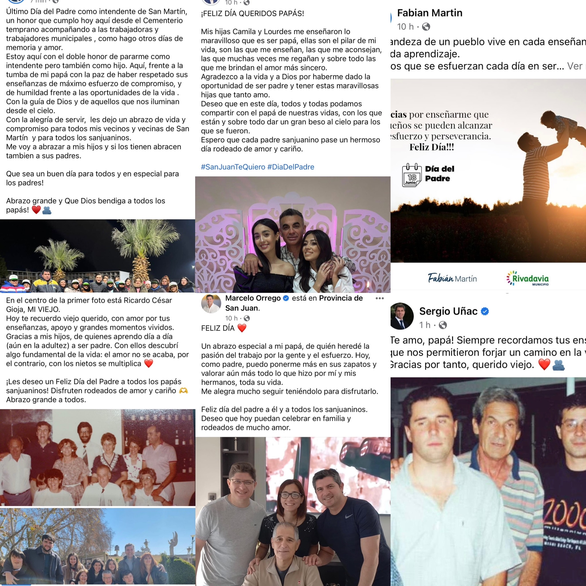 Mirá los posteos que hicieron los políticos para saludar por el Día del Padre