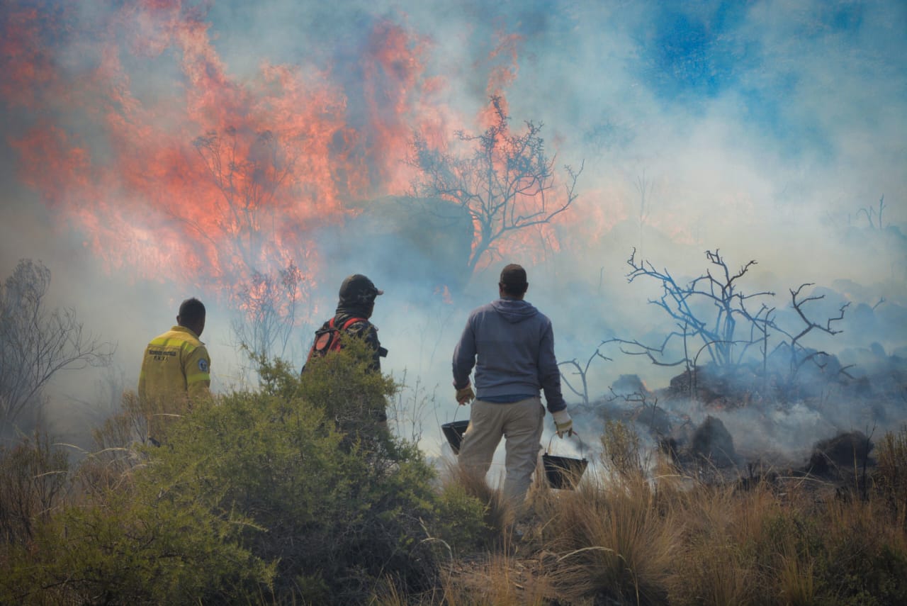 Aseguran que más de 200 bomberos de Cuyo combaten el fuego en Valle Fértil