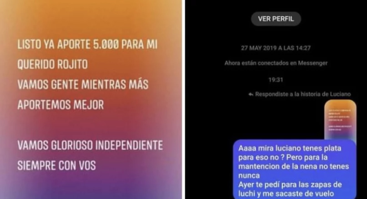 Hizo una donación para Independiente pero lo escracharon en redes por no pagar la cuota alimentaria