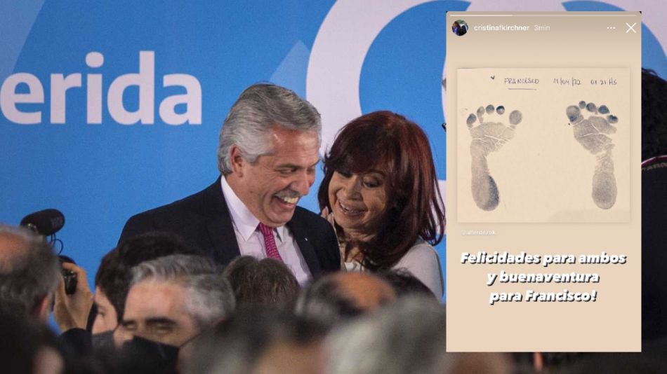 ¿Tregua por Francisco? Cristina felicitó a Alberto por el nacimiento de su hijo