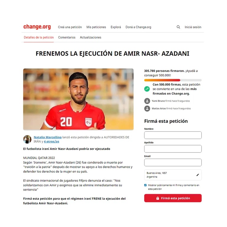 Repudio y pedido desesperado por la próxima ejecución de un jugador en Irán