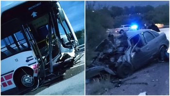 Choque entre un colectivo y un auto en Zonda: los ocupantes se encuentran en estado grave
