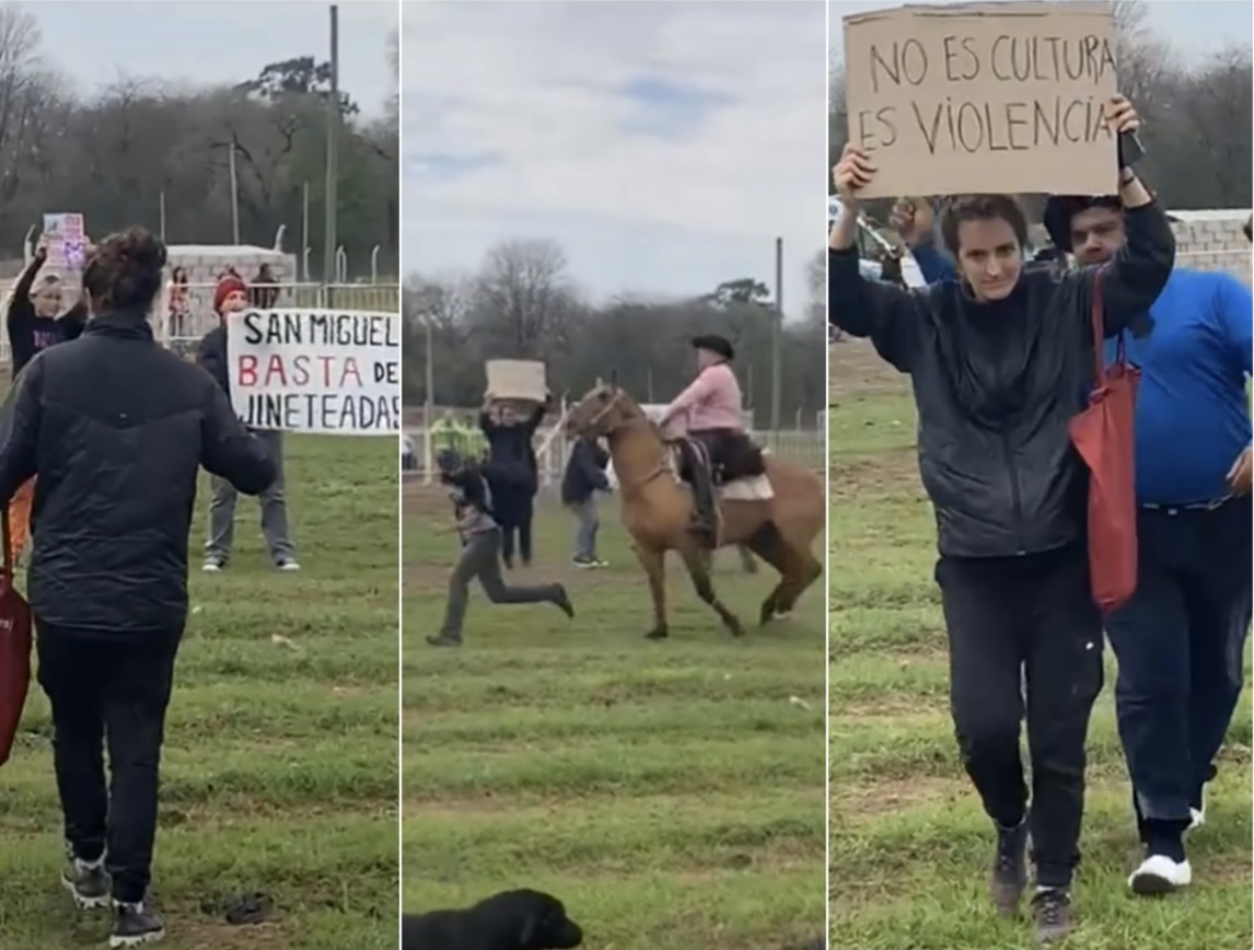 Proteccionistas fueron sacadas a rebencazos de una jineteada