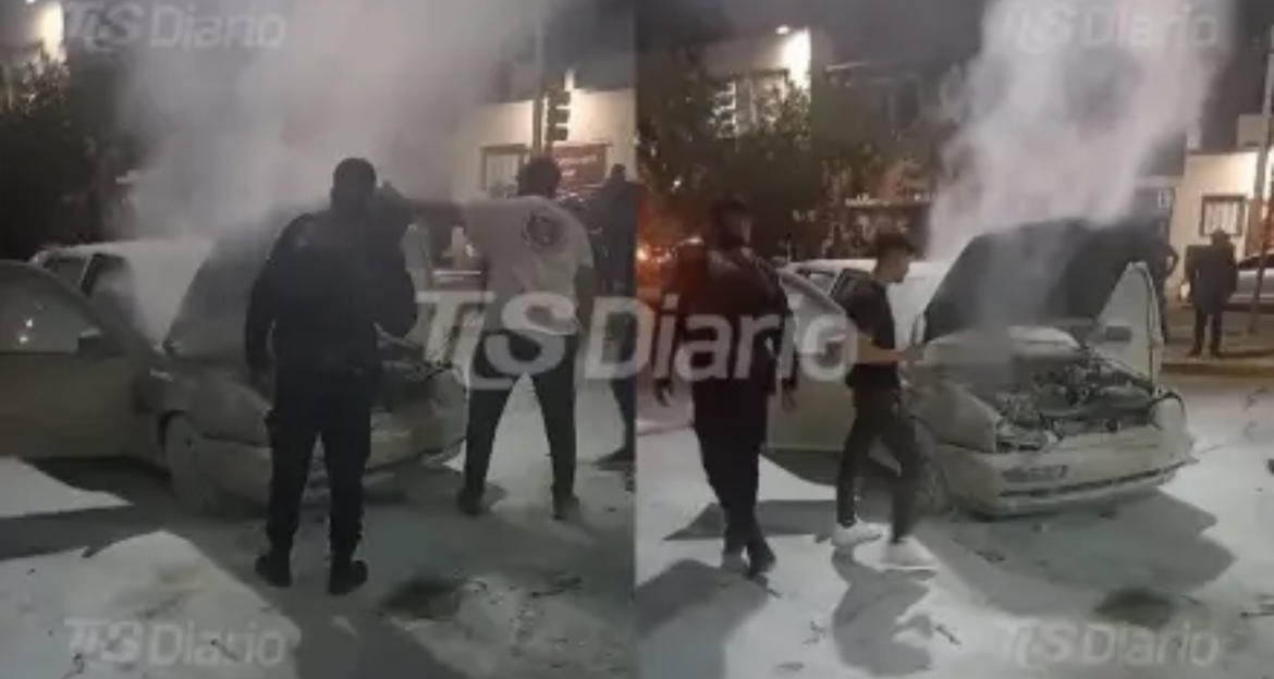 Un auto se incendió en pleno centro sanjuanino 