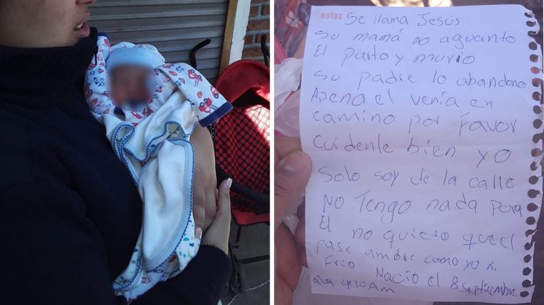 Dejaron a un bebé debajo de un auto junto a una nota