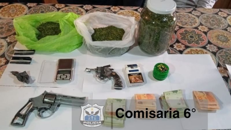 Tenía de todo: cayó con armas, drogas y dinero en efectivo