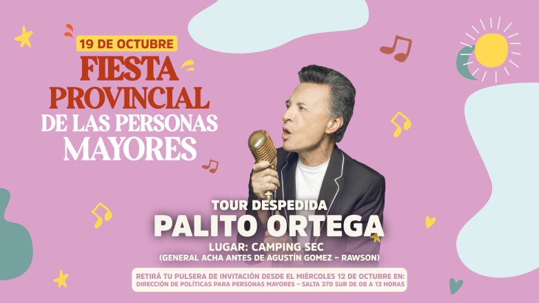 Ya están las entradas para el show de Palito Ortega en la Fiesta Provincial de las Personas Mayores