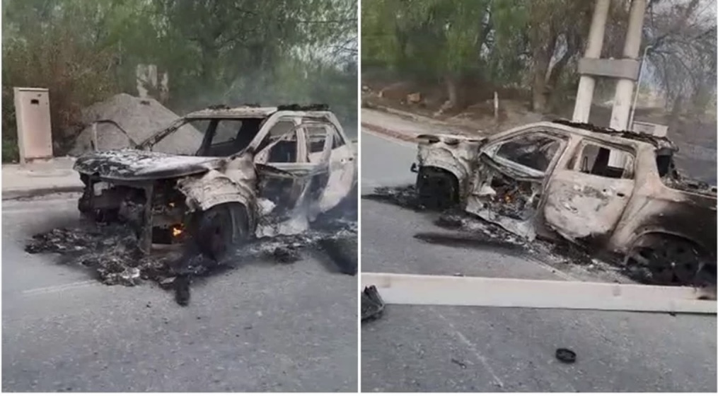 Chocó su camioneta y se le prendió fuego 
